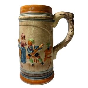 Vintage Beer Stein 3D Hand Painted Made in Japan Pub Bar Music Scene 7.25 in SEE